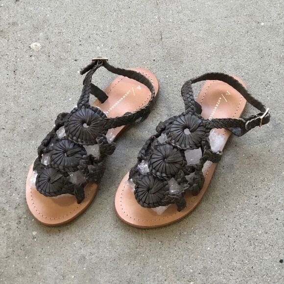 Anthropologie Leather braided Flower Sandals NWOB - Picture 1 of 7
